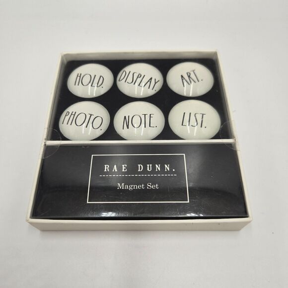 Rae Dunn Office Bundle BRIGHT Ceramic Cup 6 Pc Glass Magnets Organization - Picture 4 of 7